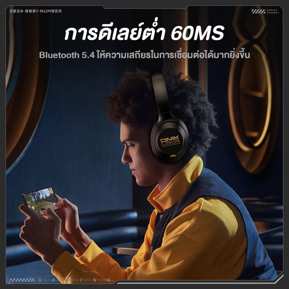 หูฟังเกมมิ่งไร้สาย ONIKUMA GT811 มาพร้อมระบบลดเสียงรบกวนคู่ - สีดำ_10